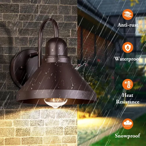Miniatura 6 de Brightever Luces de Porche de Cuello de Ganso para Exteriores, Paquete de 2 Accesorios de Luz de Granero Exterior Estilo Granja, Lámparas de Pared