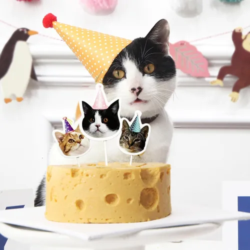 Miniatura 2 de TSJ 16 adornos para cupcakes de gato, decoración de pastel de cumpleaños para gatos, decoración de fiesta temática de gatitos, palitos para pastel