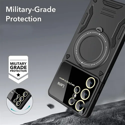 Miniatura 2 de Funda para Samsung Galaxy S22 Ultra con protector de lente de cámara, [compatible con MagSafe] con función atril protección de grado militar a Rojo