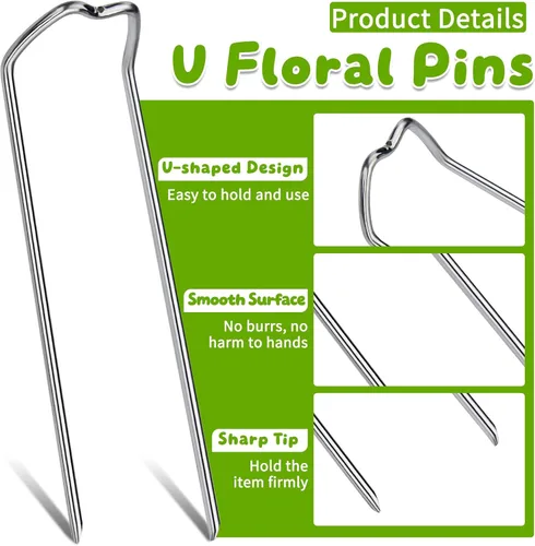 Miniatura 4 de 100 Pcs Floral Pins, 1.7 Inch Floral U-Pins Small Craft Plant Pin Greening Fern Clips for Flower Picks Foam Bouquet Arrangements Craft Projects