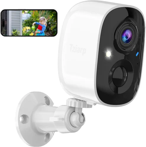 Cámara de seguridad inteligente inalámbrica 2K UHD para interior/exterior, cámara WiFi alimentada por batería con visión nocturna a color, detección