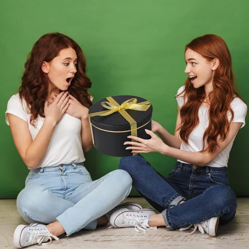 Miniatura 7 de Harloon 5 cajas de regalo redondas grandes con tapas, cajas de regalo de cartón anidable de varios tamaños para flores, cajas para flores, ceremonia