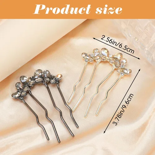 Miniatura 2 de 2 horquillas en forma de U, horquillas francesas, perlas, en forma de U, para moños, perlas, para mujeres, oro/negro