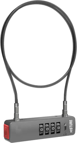 Miniatura 8 de Cerradura de puerta de valla al aire libre - bicicleta, cadena de cable, cerraduras de combinación Gris