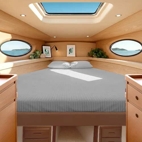 Miniatura 11 de Universal V Berth - Juego de sábanas de 4 piezas para barco, 100% algodón egipcio, la mejor ropa de cama de barco V, se adapta a colchones de hasta