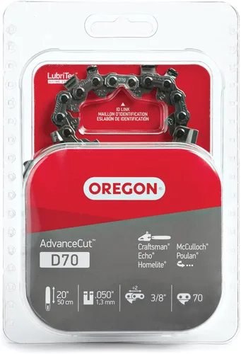 Cadena de motosierra Oregon D70 AdvanceCut para barra de 20 pulgadas – 70 eslabones de transmisión, hoja de motosierra de bajo retroceso de