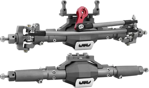 Kit de eje delantero y trasero con patrón de diamante anodizado de aluminio CNC para 1/10 RC Track Vehicle SCX10 II 90046 90047 (gris)