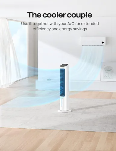 Miniatura 5 de DREO Enfriador de aire evaporativo, ventilador de enfriamiento sin aspas de 40 pulgadas para dormitorio, ventiladores oscilantes de 80° que soplan