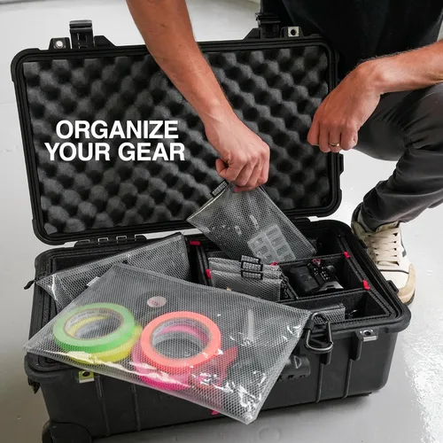 Miniatura 3 de GOBAGS Air Production Bolsa Mediana Transparente con Cremallera (Paquete de 4) – Organizador de Cables y Bolsa de Equipo de Viaje para Electrónicos