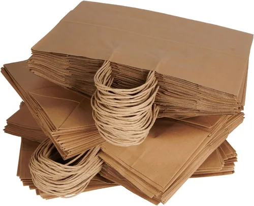 Miniatura 2 de ProLine - Bolsas de papel kraft para compras, 16 x 6 x 12 pulgadas, bolsas de papel marrón con asas a granel, grandes bolsas de papel reciclado