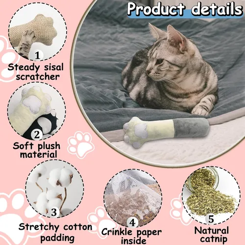 Miniatura 3 de Andiker Cat Toys - Patas de gato, 10.5 pulgadas, juguetes de hierba gatera con sonido arrugado, suave y duradero, juguetes interactivos para gatitos