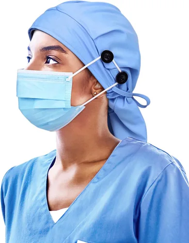 Miniatura 15 de Gorro de trabajo forrado de satén con botón para mujeres de cabello largo