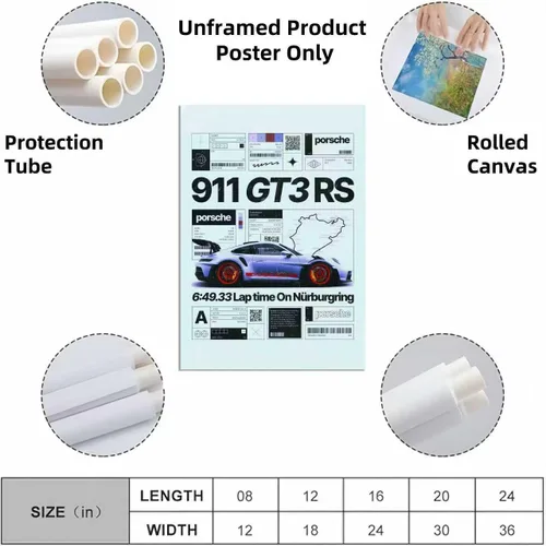 Miniatura 3 de Póster de Supercar 911 GT3RS - Póster de carreras para pared, lienzo vintage, arte de pared, pósteres de pintura en lienzo para regalo