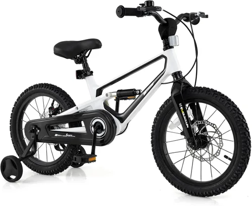 Miniatura 11 de BABY JOY Bicicleta para niños, bicicleta deportiva de aleación ligera de 16 pulgadas con frenos de disco dual, ruedas de entrenamiento, suspensión