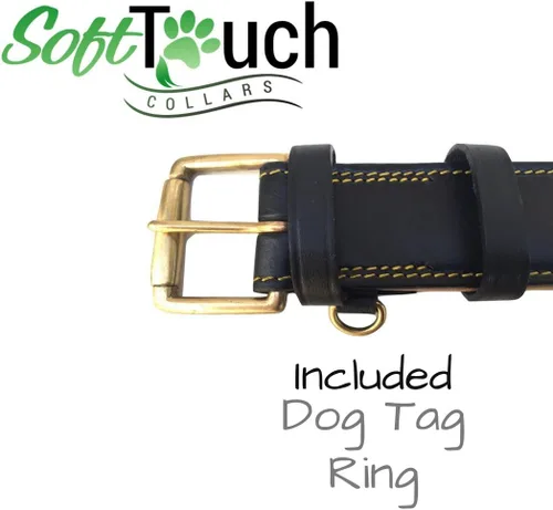 Miniatura 5 de Collares suaves al tacto, de cuero acolchado, collares de lujo para perro, L, Negro
