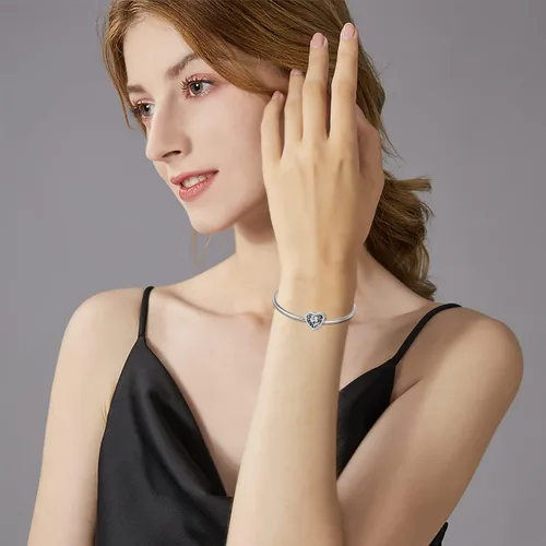 Miniatura 4 de PEIMKO Dije personalizado de plata de ley con diseño de corazón de flor de nacimiento y corazón de flor de nacimiento, pulsera de serpiente, regalo