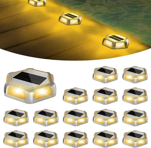 Miniatura 7 de Luces solares para muelle de entrada, 16 paquetes impermeables de 1200 mAh para exteriores, luces LED de aluminio para exteriores, luz de Azul