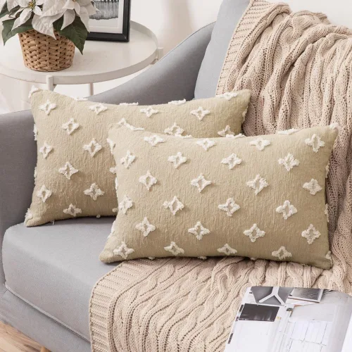 Miniatura 13 de MIULEE Juego de 2 fundas de almohada decorativas de jacquard rómbico, funda de cojín cuadrada suave para sofá, cama, dormitorio, sala de estar, 16 x