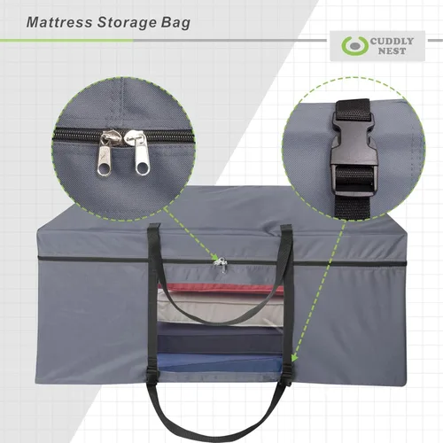 Miniatura 4 de Cuddly Nest Bolsa de Almacenamiento para Colchón Plegable - Funda de Transporte Resistente para Cama de Invitados Tri-Fold
