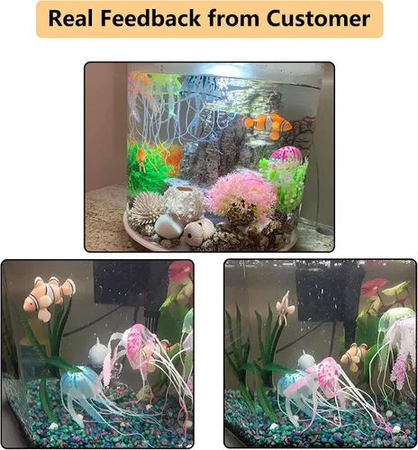 Miniatura 5 de Paquete de 2 piezas de silicona artificial para acuario flotante de pez payaso, decoración de pecera de agua salada bajo el agua salada, adorno