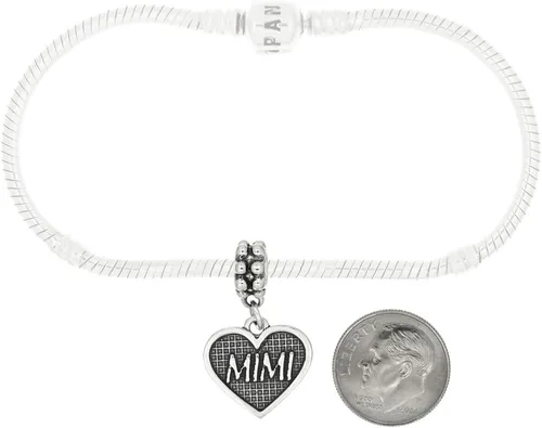 Miniatura 2 de LGU Abalorio de plata de ley oxidado con forma de corazón, Plata esterlina