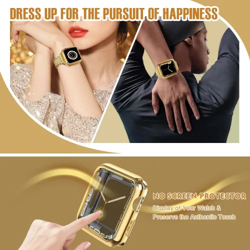 Miniatura 3 de top4cus - Funda ecológica protectora, de TPU suave y flexible, compatible con iWatch Series 5, Series 4, Series 3, Series 2 y Series 1 Dorado