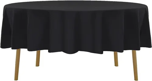 Miniatura 4 de Mantel de poliéster lavable de 90 pulgadas, resistente a las manchas y a las arrugas, mantel decorativo para mesa de comedor, fiestas de bufé y Negro