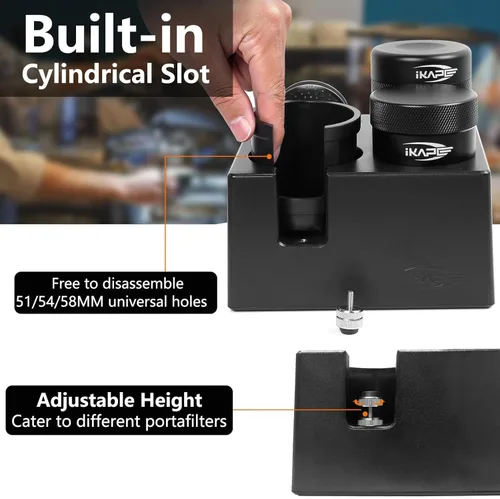 Miniatura 3 de IKAPE Caja ABS para Residuos de Café Espresso, Organizador de Café 7 en 1 Compatible con Almacenamiento de Manipuladores de Espresso de 51, 54, Negro
