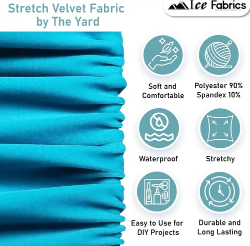 Miniatura 5 de Ice Fabrics The Yard - Tela de terciopelo elástico elástico suave de 60 pulgadas de ancho para coser ropa, disfraces, manualidades, 90% poliéster