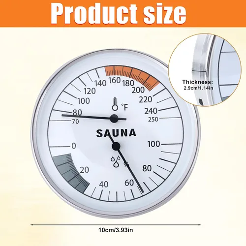 Miniatura 2 de Termómetro de sauna 2 en 1, higrómetro Fahrenheit, medidor de temperatura de humedad interior, monitor para sala de vapor infrarrojo, baño, spa