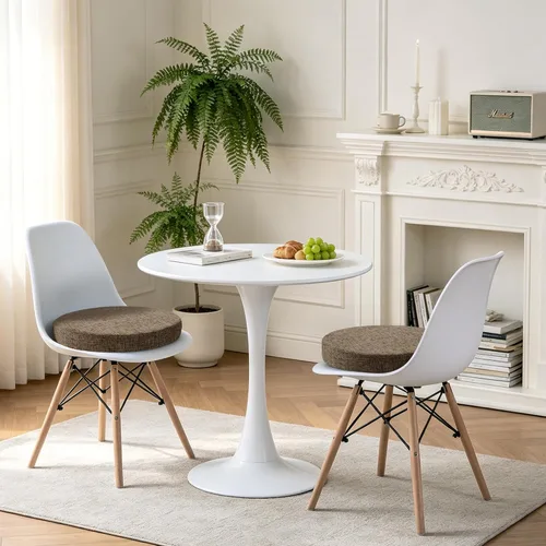 Miniatura 2 de Tromlycs Almohadilla de Cojín de Asiento Redondo para Silla de 14 Pulgadas para Sillas de Taburete Circular Cojín de Espuma Decorativo Beige
