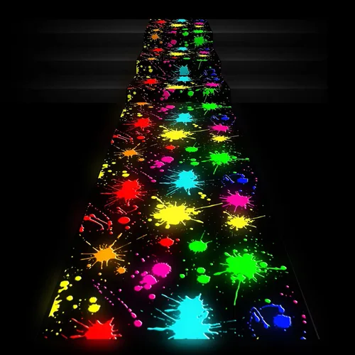 Miniatura 7 de Haull Pista de Baile con Luz Neón de 236 x 39 Pulgadas que Brilla en la Oscuridad, Corredor de Piso que Brilla en la Oscuridad, Decoraciones
