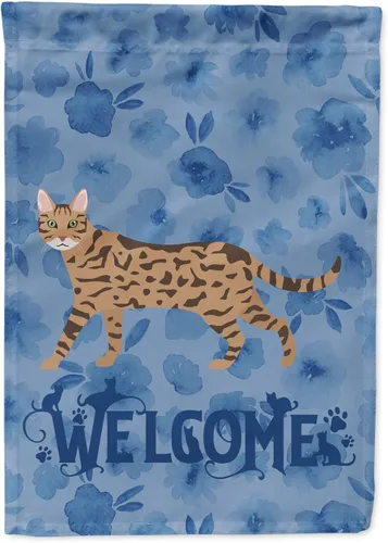 Miniatura 94 de Caroline's Treasures CK4813CHF - Bandera de bienvenida con gato abisinio azul, manga grande, para porche, para colgar en la pared, poliéster