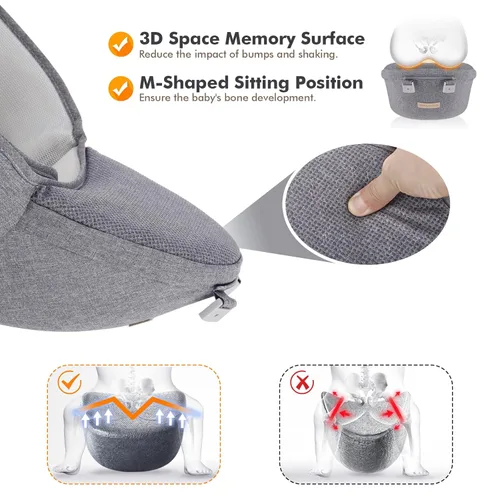 Miniatura 3 de Portabebés Recién Nacido a Niño: 9 en 1 Portabebés Convertible Ergonómico Portabebés Para Todas Las Temporadas, Posiciones M, Correa Ajustable Gris