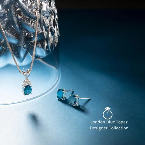 Miniatura 5 de Peora Aretes de topacio azul Londres de oro blanco de 14 quilates para mujer, piedra preciosa natural, forma de pera de 1.50 quilates, grado AAA
