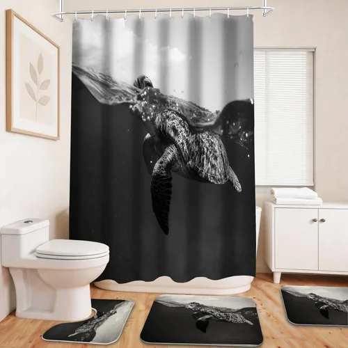 Miniatura 11 de Cool Modern - Juego de portaaviones para niños con cortina de ducha náutica militar y alfombras de 20 x 31 pulgadas, accesorios de baño, decoración