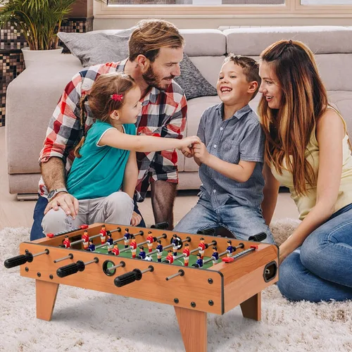 Miniatura 8 de Giantex Mesa de futbolín de 27 pulgadas, fácil de montar de madera con pelotas de fútbol, juego de fútbol de interior para salas de juegos, bares