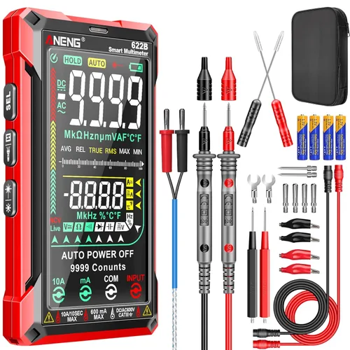 Miniatura 11 de ANENG Multímetro digital inteligente con pantalla táctil TRMS, rango automático, 9999 conteos, recargable, anti-quemadura, Ohm, Amperio, Voltímetro
