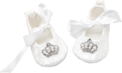 Miniatura 6 de Glamulice Conjunto de zapatos y diadema para recién nacidos, para bautizo, bautizo, sesión de fotos, comunión, para recién nacidos