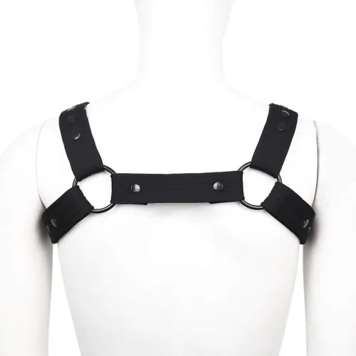 Miniatura 6 de QUYUWOWO Arnés de neopreno ajustable para hombre, arnés de pecho para el cuerpo, cinturón de interés gay hebillas de club