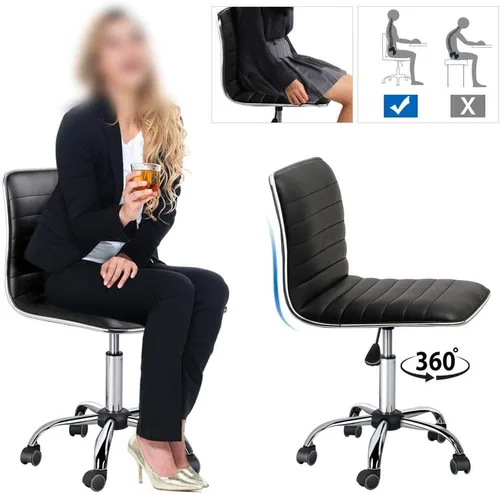 Miniatura 6 de Adjustable PU Leather Low Back Office Chair by Yaheetech