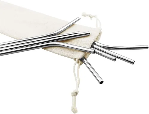 Miniatura 6 de Pajitas de metal de colores para leche y té, reutilizables, de acero inoxidable 304 con cepillo y bolsa de limpieza