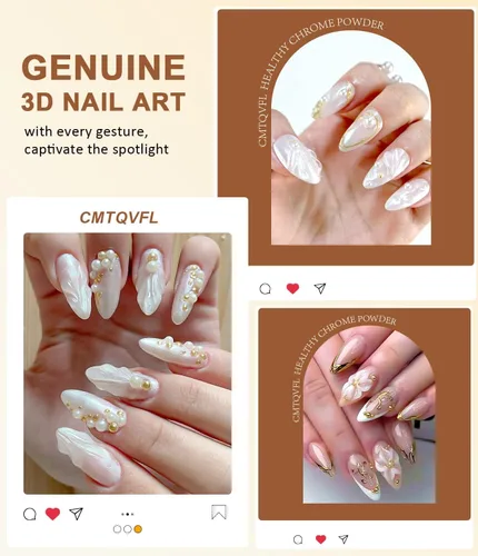 Miniatura 7 de No.1 Kit de efecto espejo de polvo de uñas cromado dorado metálico con 0.71 oz de gel 3D escultura de arte de uñas transparente 100% no tóxico