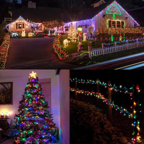 Miniatura 5 de LJLNION Guirnalda de 300 luces LED para exteriores e interiores, luces de Navidad extralargas de 98.5 pies, 8 modos de iluminación, luces de hadas