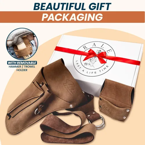 Miniatura 3 de Cinturón de cuero para jardín para mujer, funda para herramientas de floristería, delantal de jardinería, caja de regalo incluida, soporte
