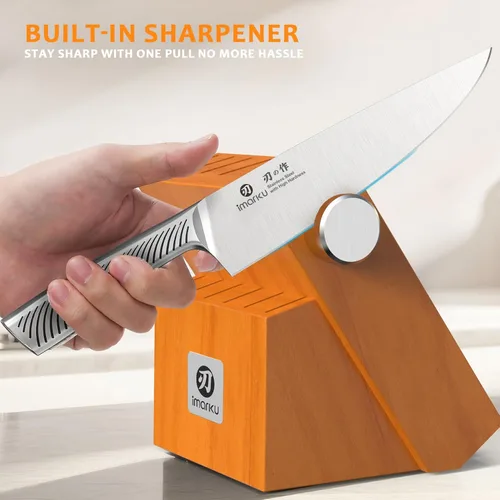 Miniatura 8 de imarku Juego de cuchillos de cocina de alta calidad, juego de cuchillos de chef japoneses afilados para cocina con afilador integrado, apto