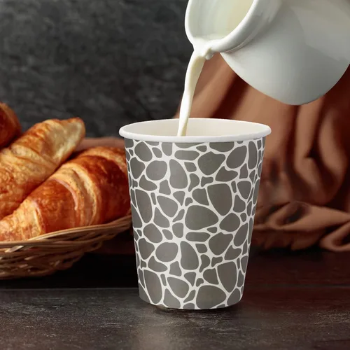 Miniatura 5 de Patelai Paquete de 100 tazas de café desechables de papel de 9 onzas, tazas geométricas para bebidas frías o calientes para agua, jugo, café o té