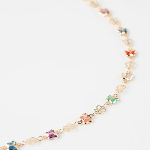 Miniatura 6 de Cadena chapada en oro de 16.4 pies para hacer joyas, cadena de eslabones de mariposa de diamantes de imitación coloridos a granel con anillos
