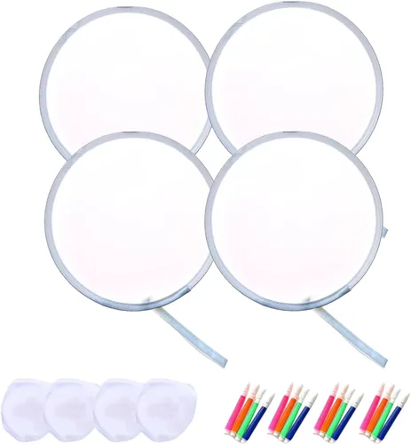 MXY Abanico plegable de mano blanca para manualidades, abanicos de mano redondos en blanco, abanicos de decoración para manualidades, se puede