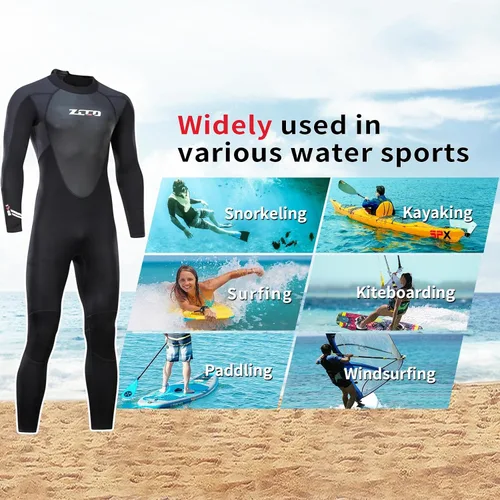 Miniatura 6 de ZCCO Traje de neopreno para hombres y mujeres, traje húmedo de cuerpo completo de 3/0.079 in para buceo, surf, esnórquel, kayak y deportes de agua